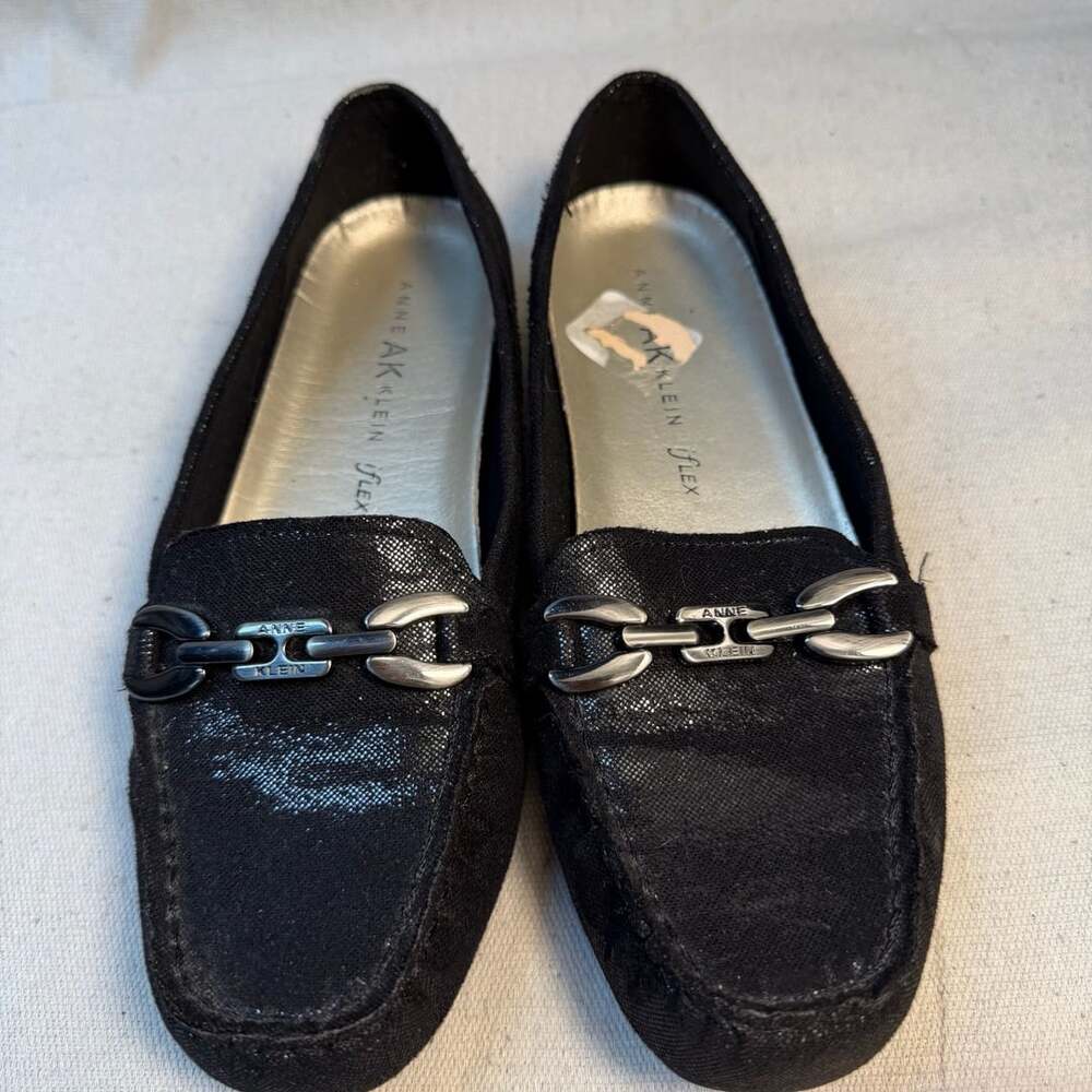 Anne Klein Morvin Loafer Size 5.5M Black Metallic Hardware